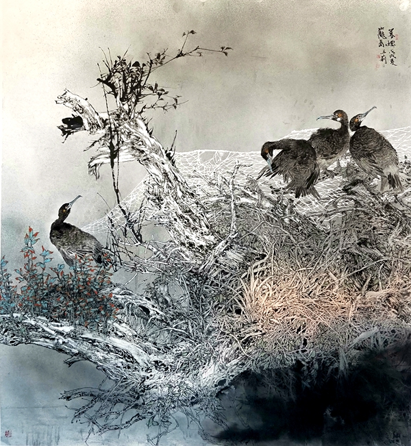 插图7：王莉导师作品《暮烟笼禽》